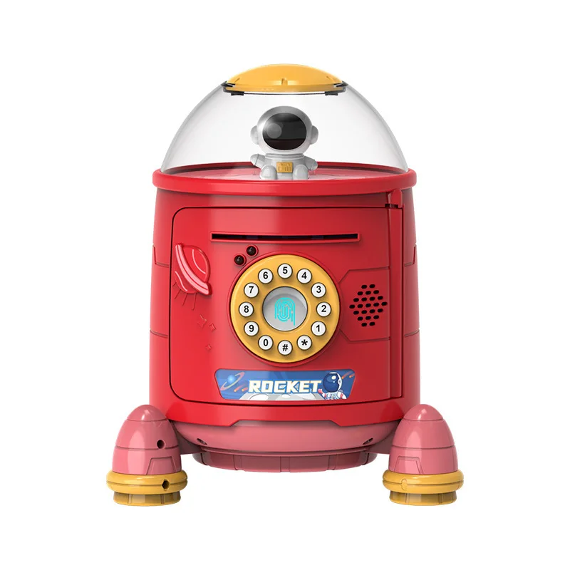 Rocket Piggy Bank Password Save Money for Kids Pretend Play Electronic Coins Box Moneybox Kawaii Kids Toy Children Gift