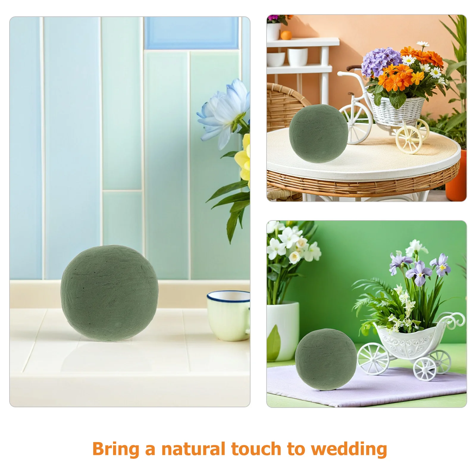 Bola redonda de espuma Floral de 15Cm, esferas de plantas húmedas verdes para soporte de ramo, artesanía de jardín, suministros de arreglo floral DIY, 3 uds.