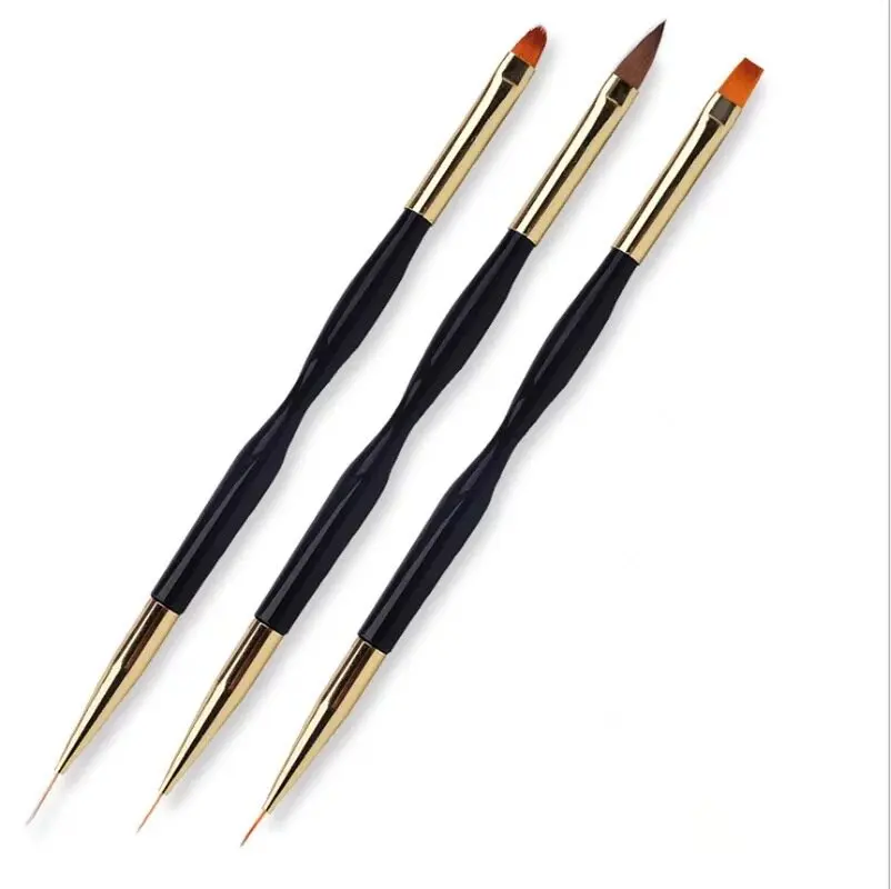 3Pcs Double Head Nail Art Brushes Set Fine Carving Wire Drawing Hook Brush Painting Pens Nail Tools image 5
