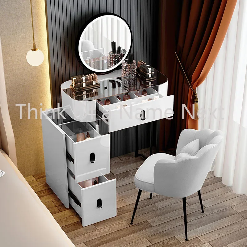 Pink Mirror Dressing Table Cosmetic Luxury Coffee Shelf Bathroom Dressing Table Makeup Espejo Joyero De Pie Bedroom Furniture