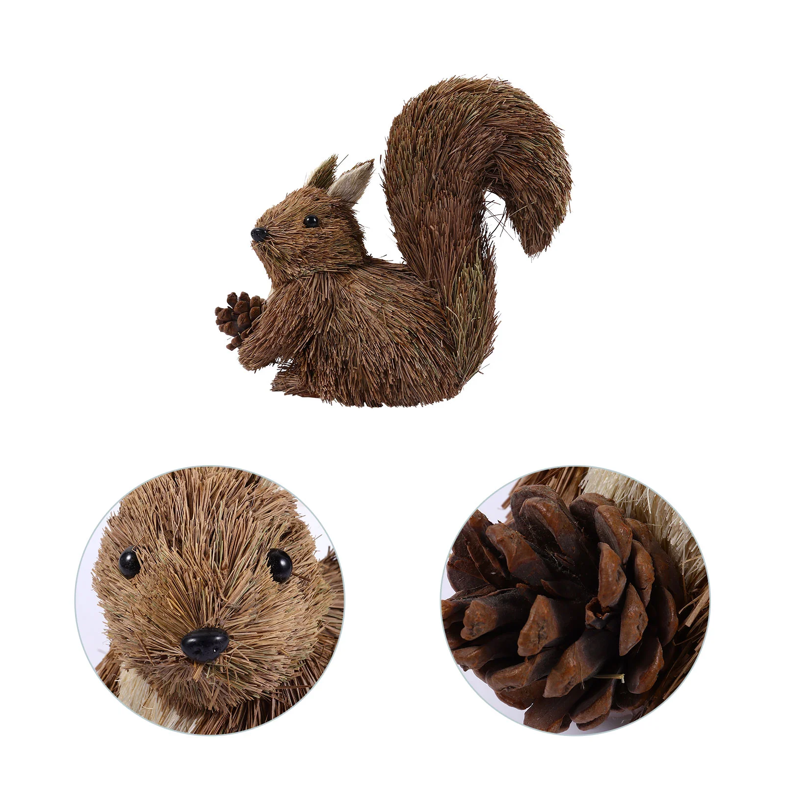 Little Squirrel Xmas Straw Statue Figurines Plush Figure Toys Louse Animal Decor Christmas New Year Party Desktop Decoration