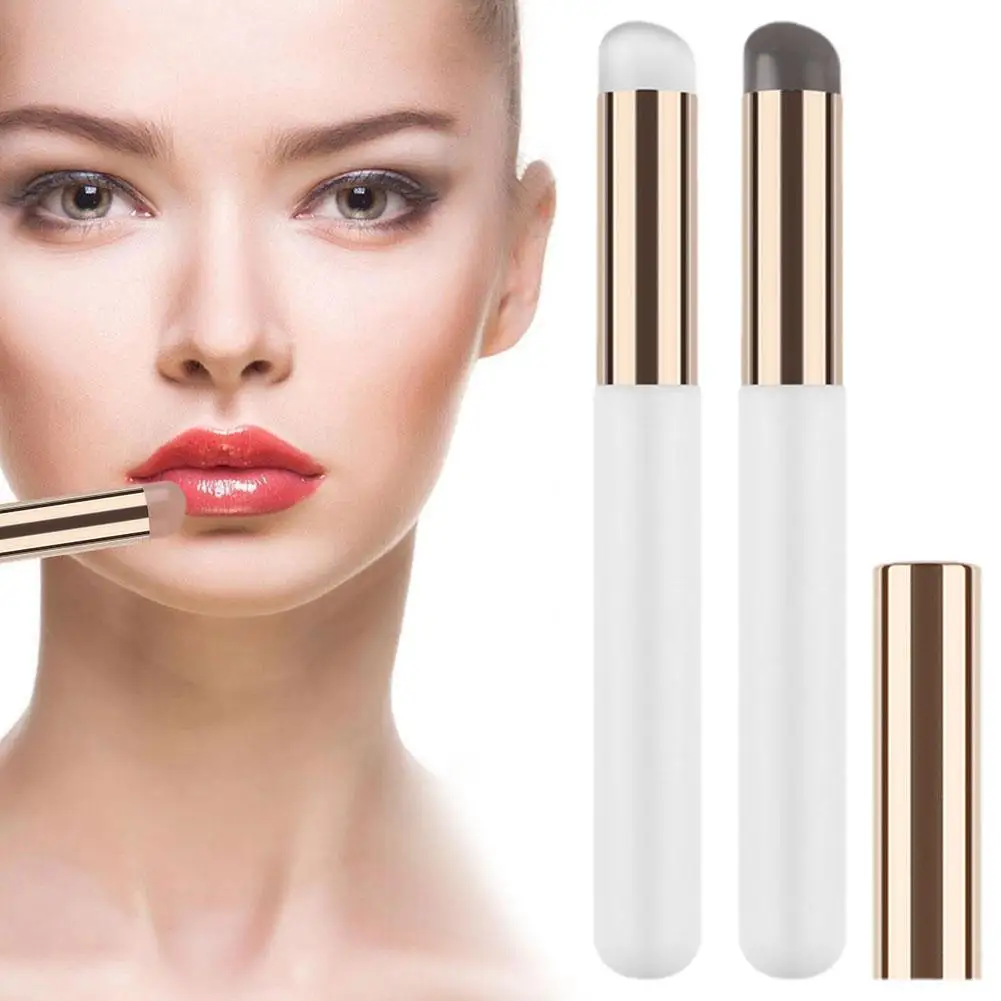 Silicone Lip Brush With Cover Cap Concealer Brush Like Head Brushes Soft Fingertips Q Lipstick Brush Makeup No Round Broken C7W2