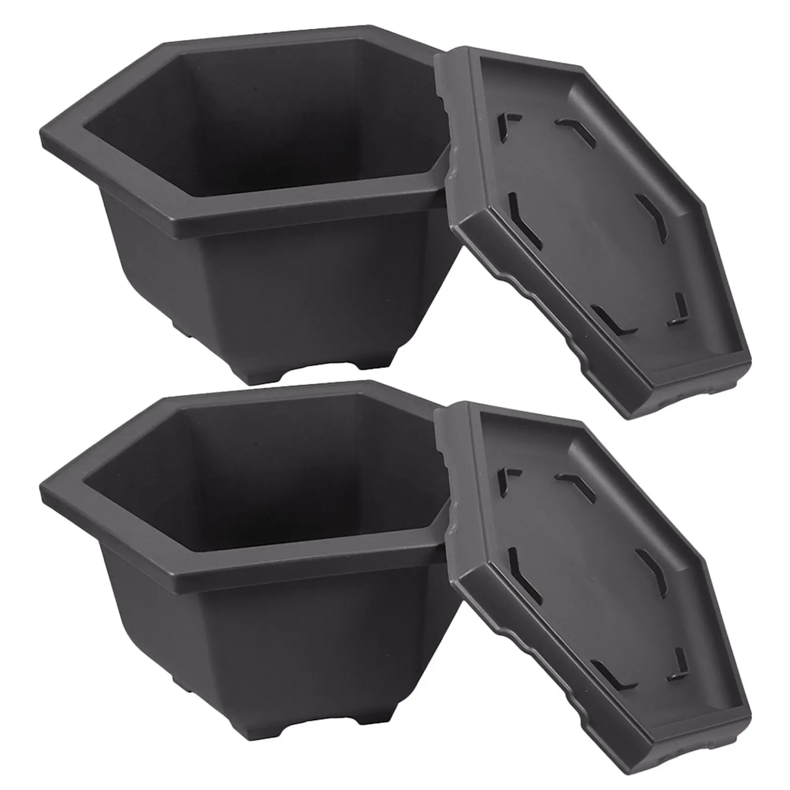 2Sets Hex Patty Orchid Bonsai Pots PP Imitation Purple Sand Large Opening Handmade Indoor Plant Flower Pot for Bonsai Succulent