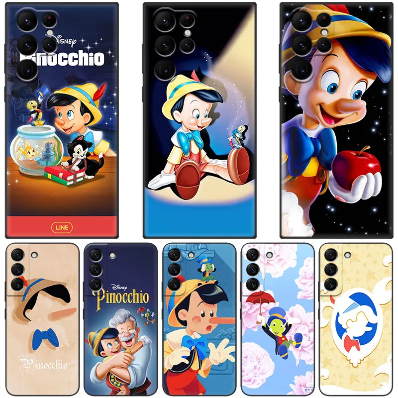 Disney Pinocchio Phone Case For Samsung Galaxy S23 S22 S21 Ultra S20 FE 5G S10E S10 Lite S9 S8 Plus S7 Edge Black Cover