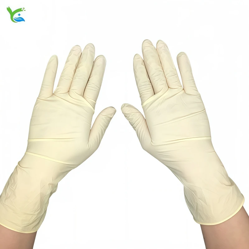 12インチ天然ラテックス手袋-パウダーフリー検査用手袋-厚手無塵室千級浄化ゴム手袋