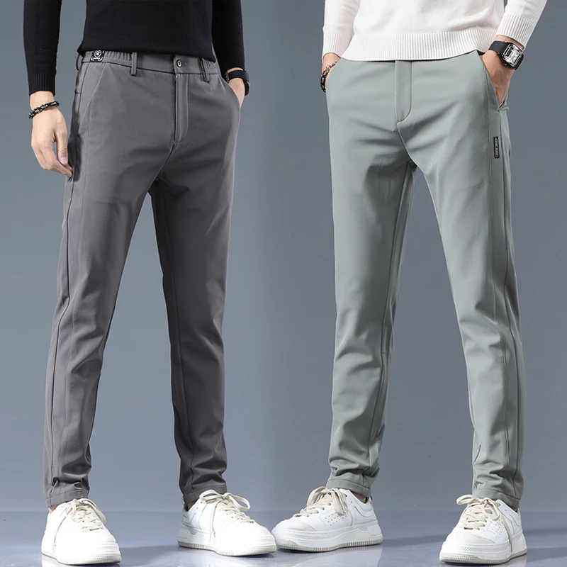 

Highly Elastic Men's Comfortable Trousers Autumn New Slim Straight Fashion Korean Casual Pants Quick-drying Golf Sweatpants