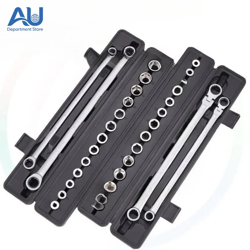 Suitable for Wrench Set Multi-specification  Sleeve Combination Fast Movable Head Plastic Box Dual-purpose