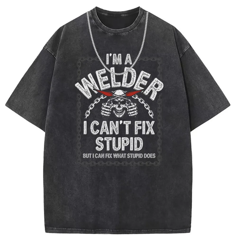 Cant Fix Stupid Ong Welder Retro T Shirts for Man Sweatshirts Funny Men Adult Summer Long Sleeve Fitness Clothing New