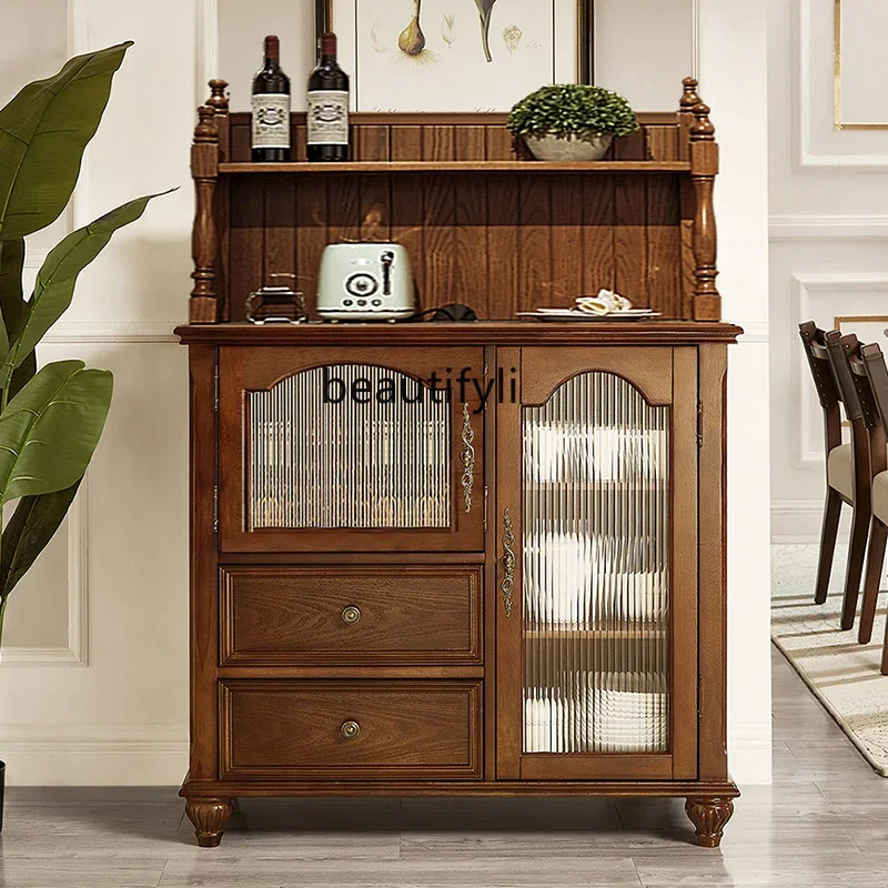 

yj21 American solid wood dining side cabinet, multi-functional household retro small size, storage cabinet