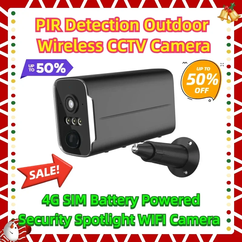 

4MP Floodlight Camera PIR Detection Outdoor Wireless CCTV Camera 4G SIM Battery Powered Security Spotlight WIFI Camera