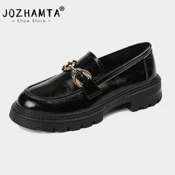 JOZHAMTA Size 35-42 2023 News Women Real Leather Flats Shoes Fashion Chain Low Heel Office Pumps Jk Casual Loafers Footwear