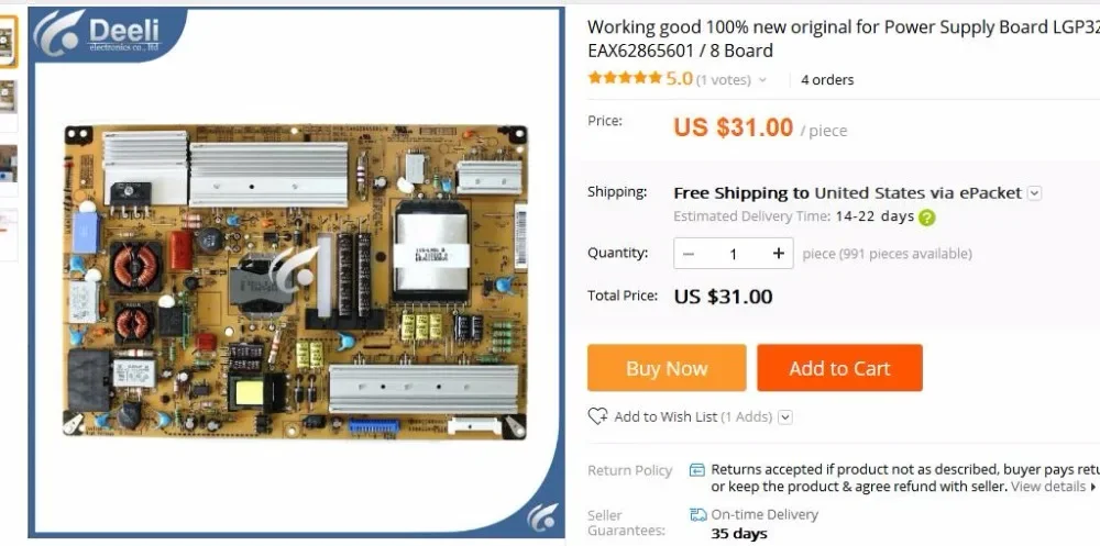 Funktioniert gut, 100 % neu für Netzteilplatine LGP3237-11SPC1 EAX62865601/8 Platine