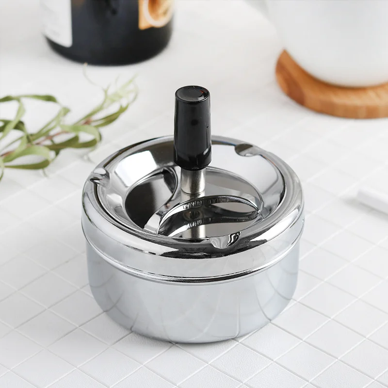 Home Stainless Steel Ashtray Large Creative Rotating Chimney Round Large European Style Office Personality