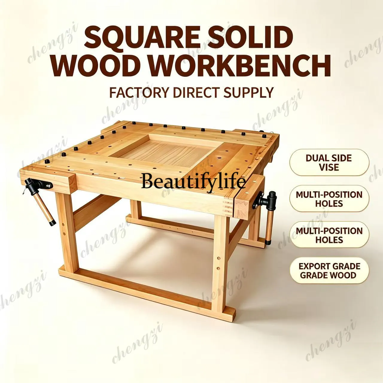 Woodworking table Beech solid wood workbench Operating table Customized size Multifunctional workbench