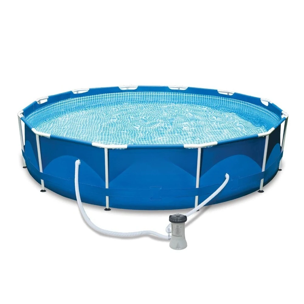 

12ft x 30in Metal Frame Above Ground Round Family Swimming Pool Set & Pump, Customized
