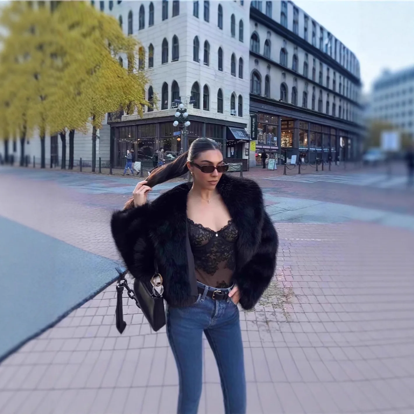 Europese en Amerikaanse bont grote revers nepbontjas korte mode vossenbontjas pluizige pluche dameskleding