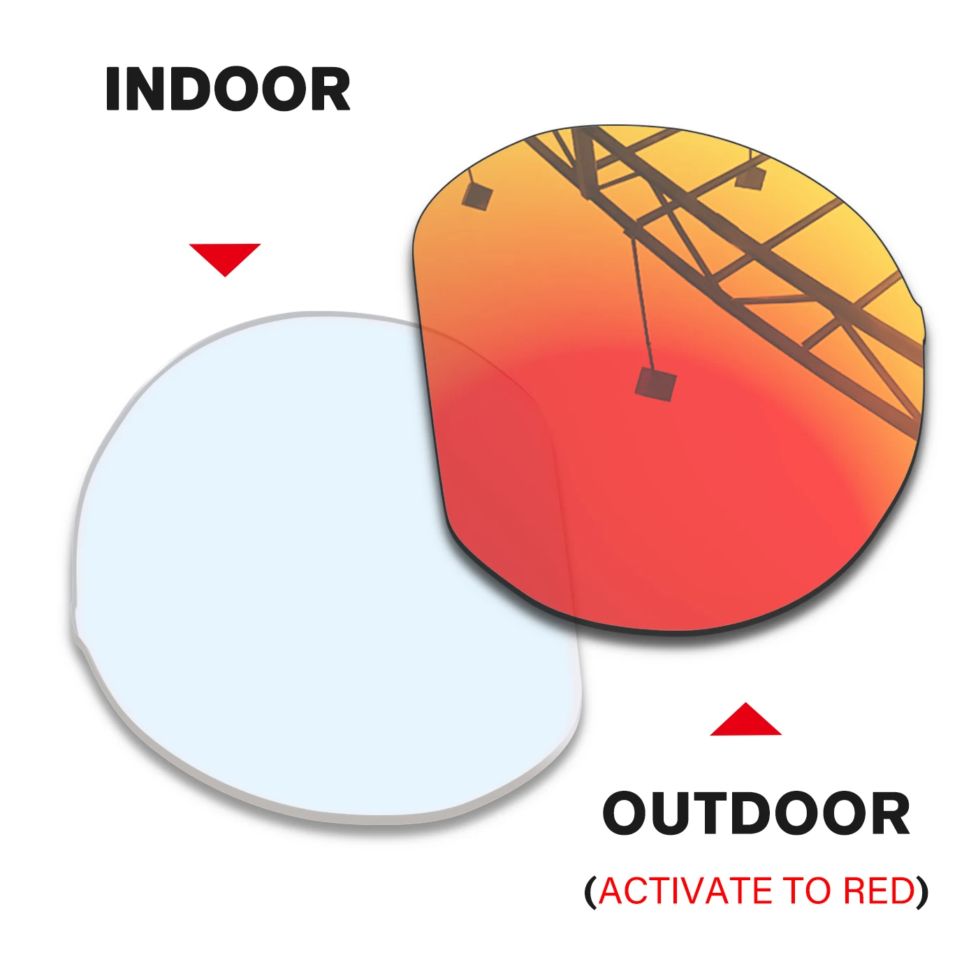 

Transition Clear to Red 1.5MM Replacement lenses for Oakley HSTN Metal OO9279 52mm, Anti-Scratch & Impact Resistant