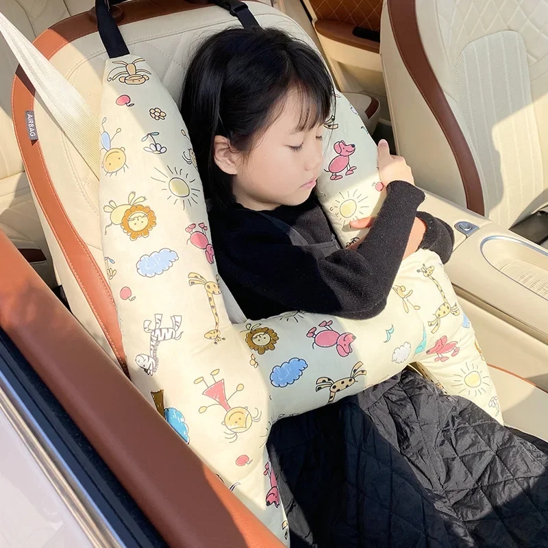 Children\'s Car Head Pillow Car Sleeping Neck Head Support H-Shape Travel Pillow Cushion Car Seat Safety Neck Pillow Child Women