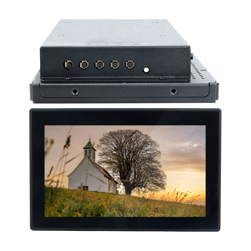 New 7 Inch Industrial Metal Case Capacitive Touch Screen LCD Monitor 1024x600 Resolution 16:9 Silver VGA USB Interface System
