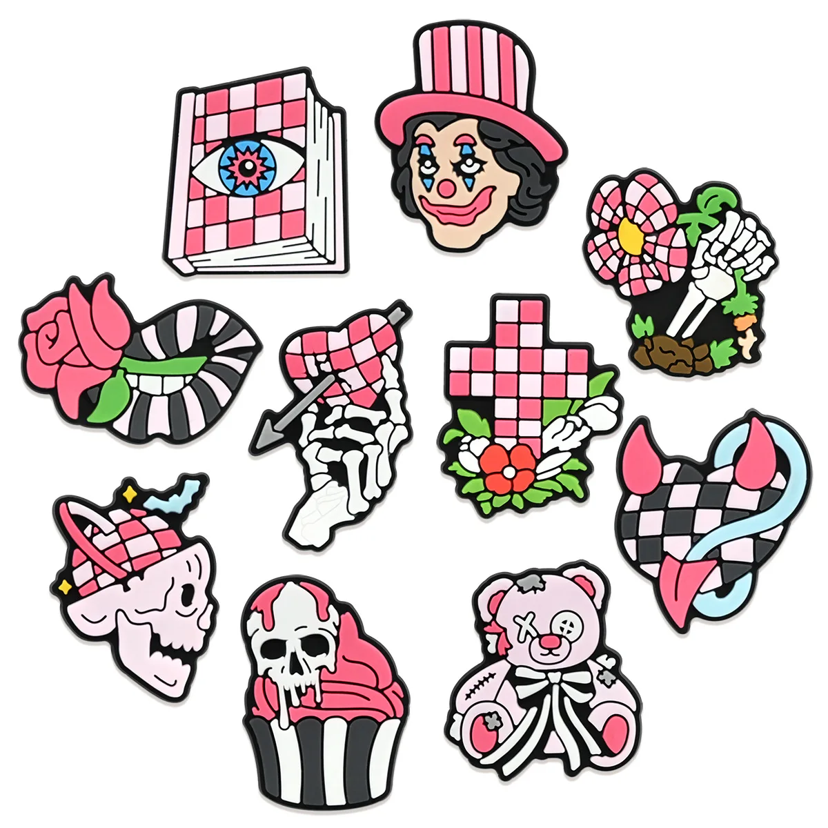 Pink Halloween series hole shoes shoe buckle DIY removable PVC soft rubber shoes flower shoes decorative accessories