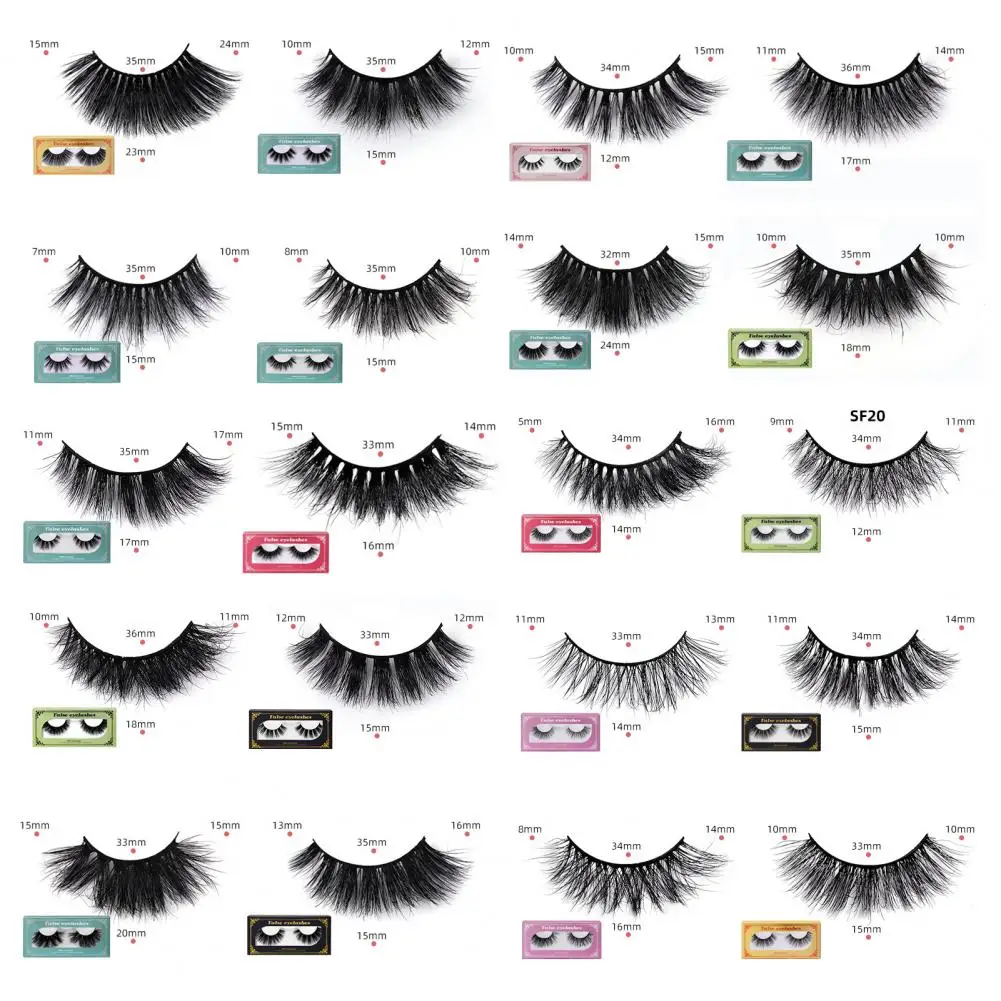 1 Pair False Eyelashes Natural Look 3D Wispy Curly Fluffy Faux Mink Hair Reusable Women Fake Lashes Party Makeup False Eyelashes