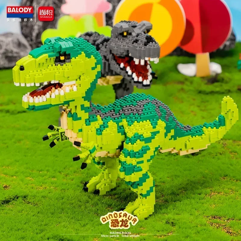 1457pcs+ 16089 16088 Dinosaur Micro Blocks Green Building Toy Classic Tyrannosaurus rex Model Figure Home Fun Game