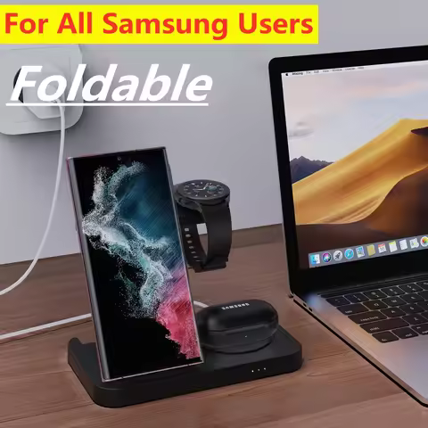 Wireless Charging Station 4 in 1 Wireless Charger for Samsung S24 S23 Ultra S22 S21 Note Z Flip 4/3 Z Fold Galaxy Watch 5 4 Buds