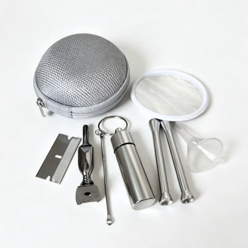 （9pcs）Portable kit para fumar set -Storage Tank，pipa，Spoon with Key Chain，Zipper Bag，Funnel - view 4