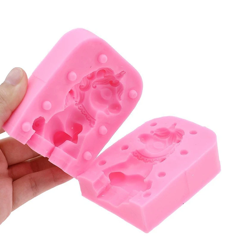 3D Unicorn Silicone Fondant Mold For Cake Decorating Handmade Soap Candle Bath Bomb Lotion Bar Ice Cube Kitchen Pastry Tools