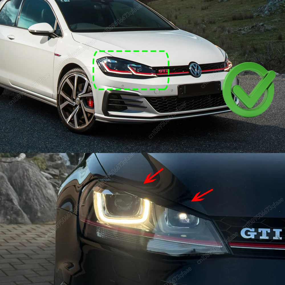 ل VW Golf 7 7.5 MK7 MK7.5 GTI R GTE GTD 2013-2020 ABS السيارات العلوي مصباح الكسوة الحاجب غطاء المصباح بوديكيت زخرفة الكسوة