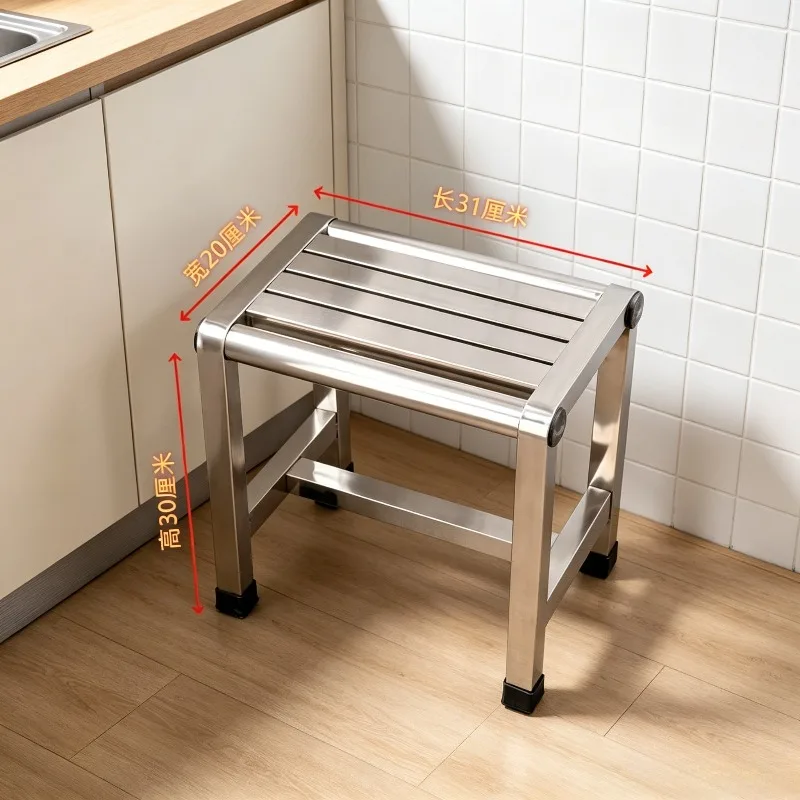 Heavy Duty Stainless Steel Small Stool Anti-slip Square Foot Rest Stool For Bathroom Home Use image 4