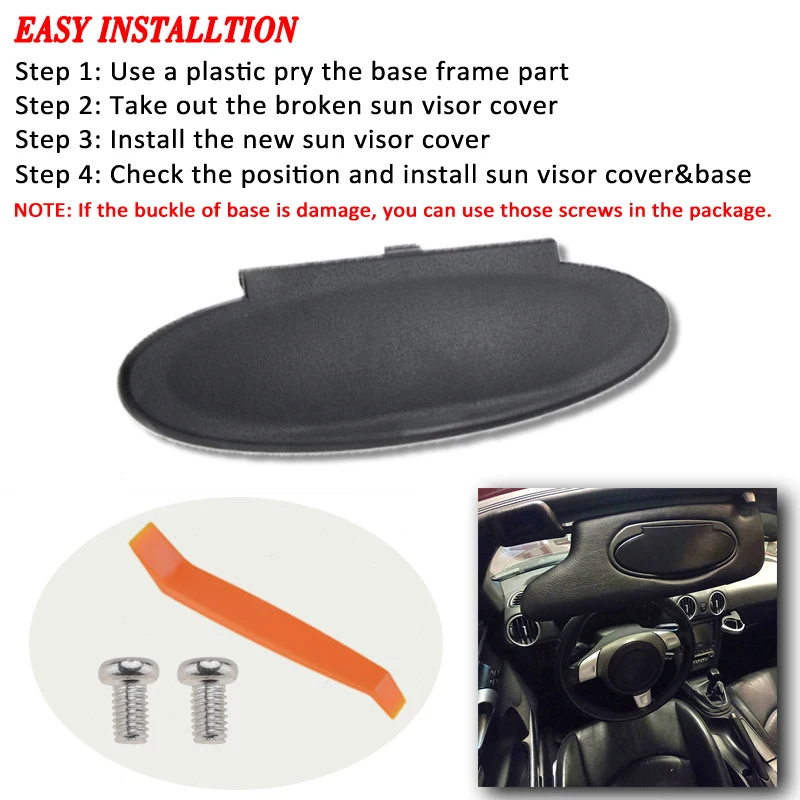 Rhyming Auto-Sonnenblende, Kosmetikspiegel-Abdeckung für Porsche 996 997 911, Carrera 986, Boxster 987, Cayman, schwarzes Auto-Innenzubehör – Detail 3
