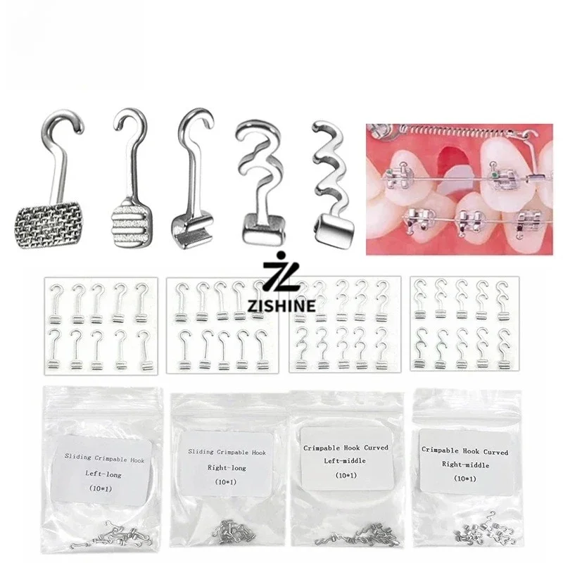 50pcs Dental Mesh Base Orthodontic Traction Hook Question Mark Single Double Triple for Oral Orthodontics Treatment