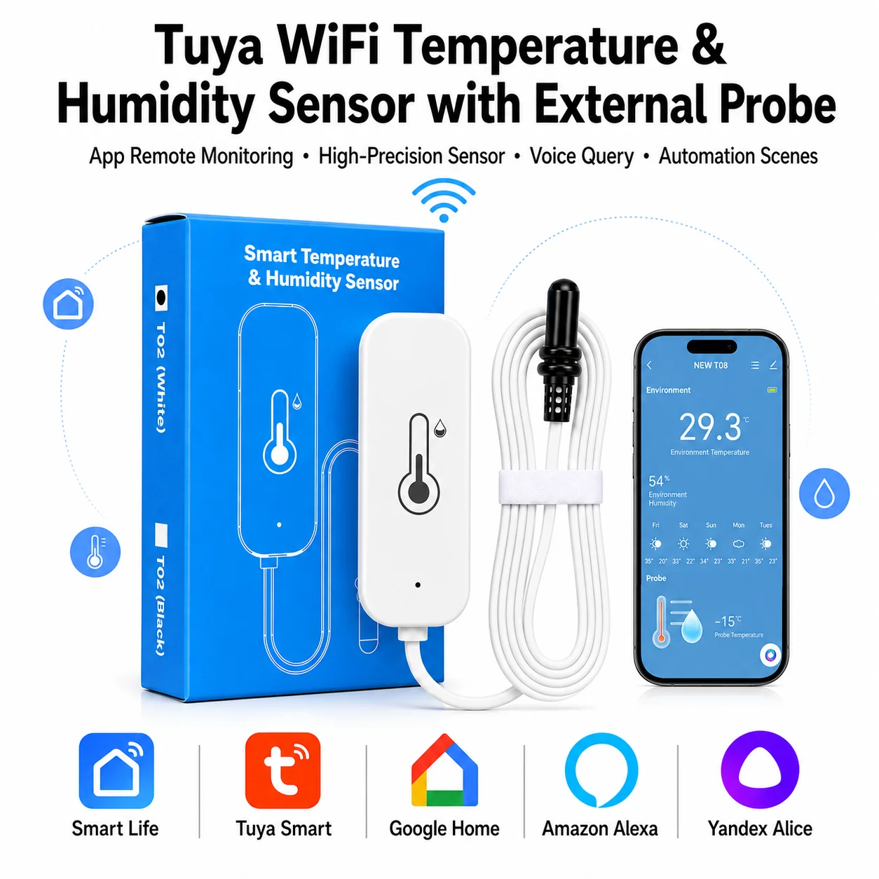 Tuya WiFi Sıcaklık Nem Sensörü - Digital Hygrometer Probe incelemesi ve fiyatı