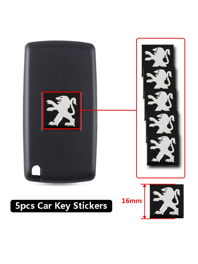 Autocollants emblèmes de clés de voiture en aluminium, 5/10 pièces, pour Peugeot 208 3008 206 308 307 207 407 508 2008 5008 301 406 408 607 4008