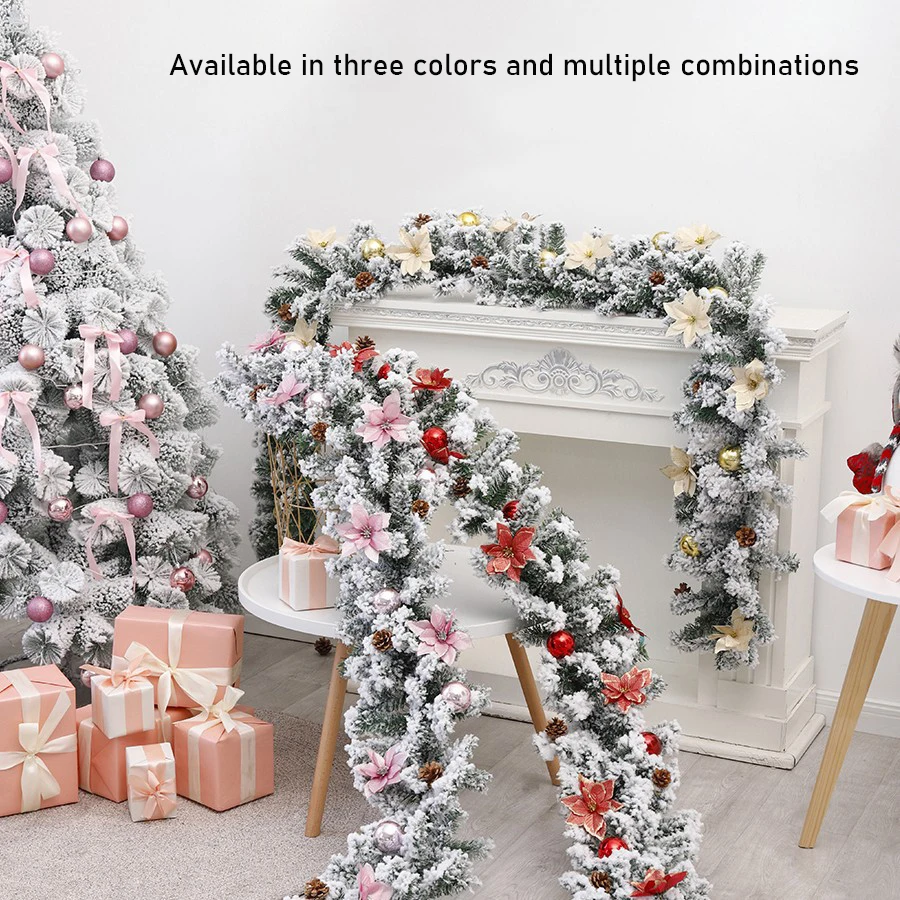 Christmas Decoration Rattan White Velvet Hotel Shopping Mall Entrance Staircase Handrail Decoration Home Decorn Christmas Ball