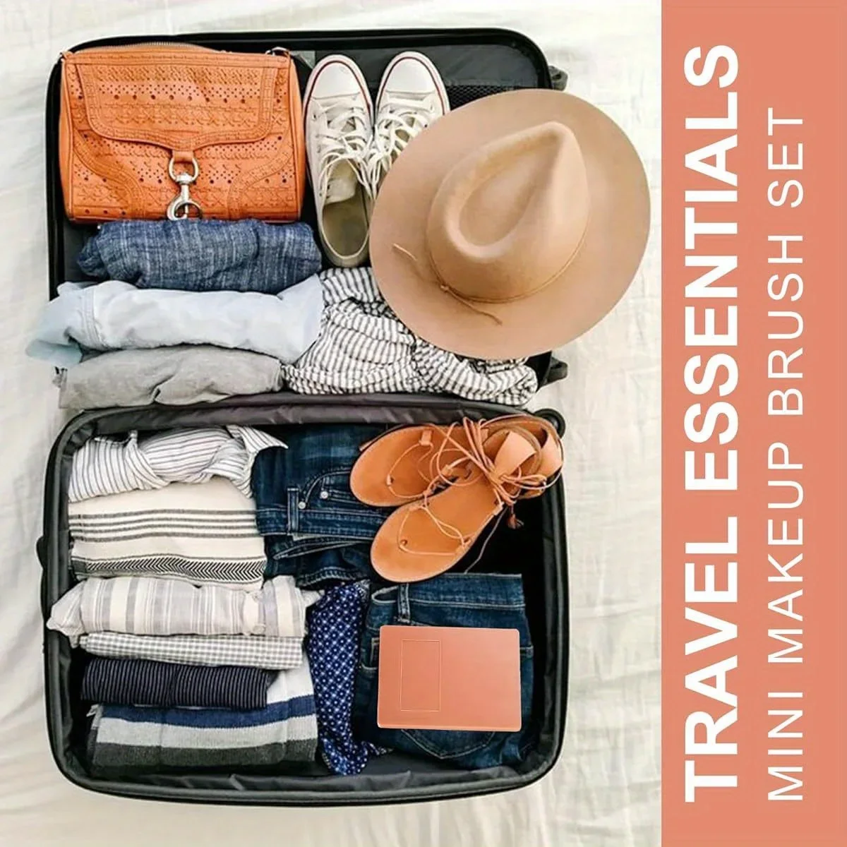 여행용 메이크업 브러쉬 세트, 5피스 전문 미니 메이크업 브러쉬 세트, 다양한 브러쉬 헤드, 컴팩트하고 휴대 가능, 보관함 포함