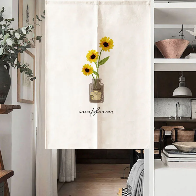 Sunflower Door Curtain Partition Curtain Sundries Shade Curtain Kitchen Bedroom Bathroom Curtain Half Curtain Feng Shui Curtain