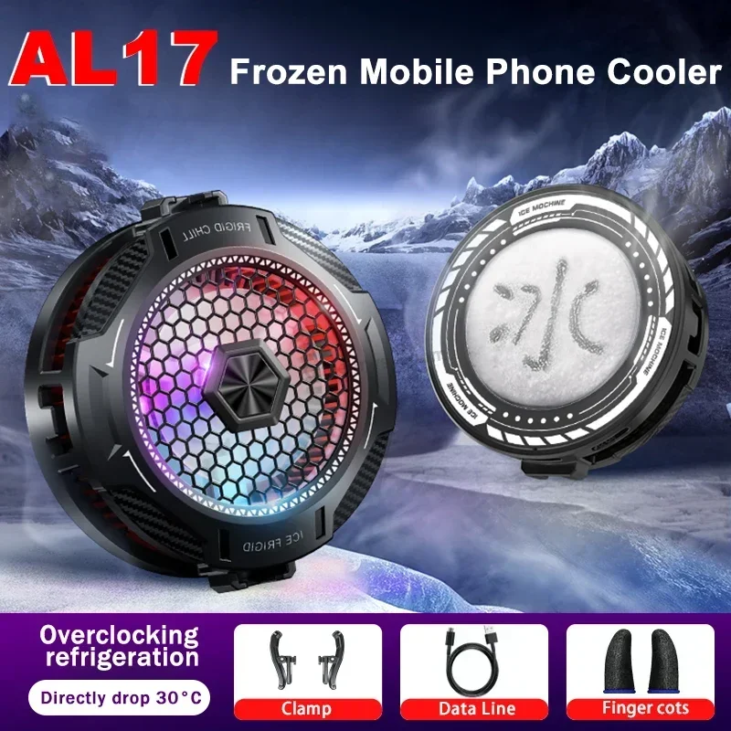 

AL17 Universal Mobile Phone Semiconductor Cooling Fan Radiator for IOS Android Tablet PUBG Magnetic Back-clip 2IN1 Frozen Cooler