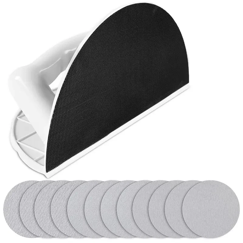 drywall-corner-sander-with-12pcs-9-inch-sanding-discs-semi-circular-hook-loop-backing-pad-for-efficient-wall-sanding-power