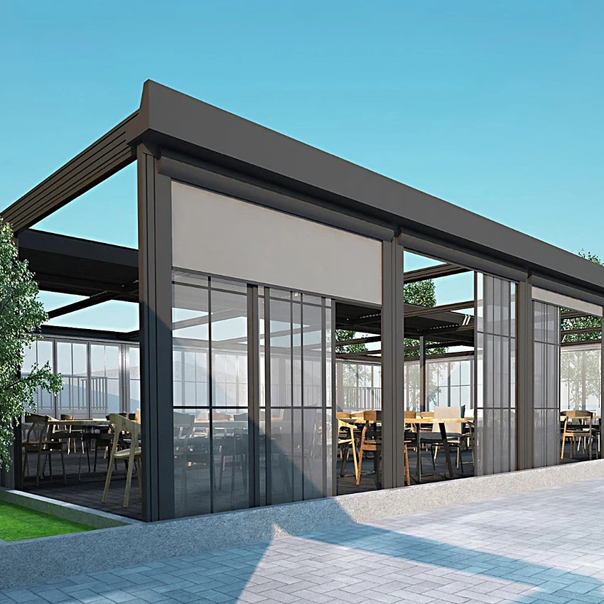 

Smart Custom Anti-UV Home Outdoor Windproof Sunshade Window Shade Blackout Outdoor Windproof Roller Blinds Built-In Electric