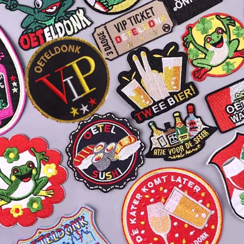 Prajna Oeteldonk Emblem Voll bestickter Frosch-Karneval für Niederlande, zum Aufbügeln, bestickte Aufnäher, Streifen für Kleidungsabzeichen