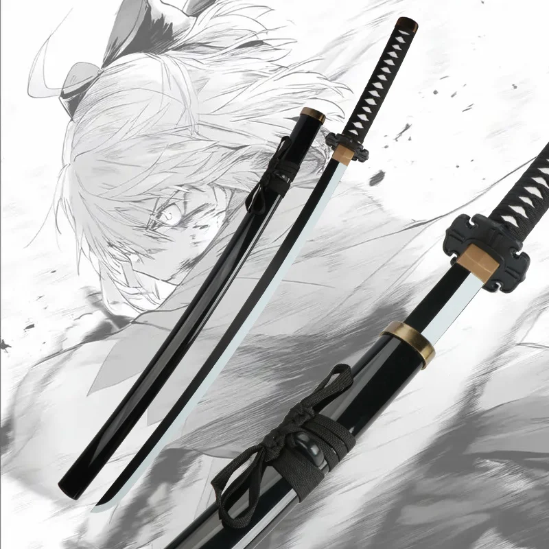 TYPE-MOON Okita Souji Katana 104 cm/41 Zoll Cosplay Chracter Requisiten Weiße und schwarze Klinge Bambus Spielzeugschwerter
