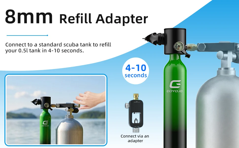 GOYOJO Mini Scuba Diving Tank 5-10 Minutes Dive Bottle 0.5L Oxygen Scuba Dive Cylinder for Scuba Diving Snorkeling