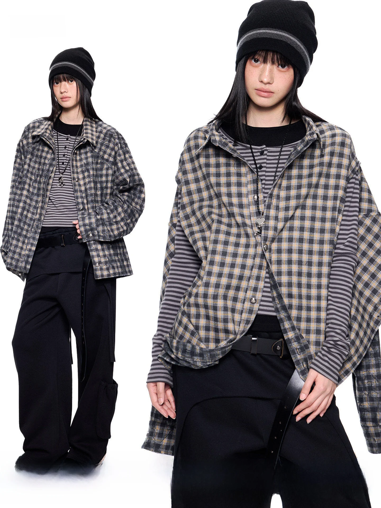 

Женская демисезонная рубашка EZEK в стиле ретро с узором в клетку, новая модель, повседневный стиль, дышащий тонкий топ из смесового полиэстера и хлопка, длинный рукав...