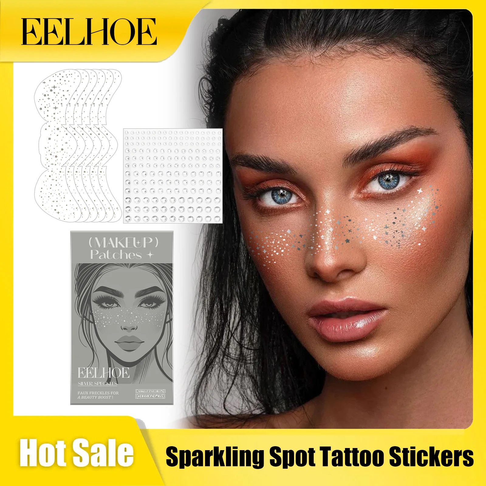 Eelhoe Facial Shiny S-Pot Tattoo Sticker Natural F-Reckle Shining Accessorie Costume Party Waterproof Facial Beauty Makeup Patch