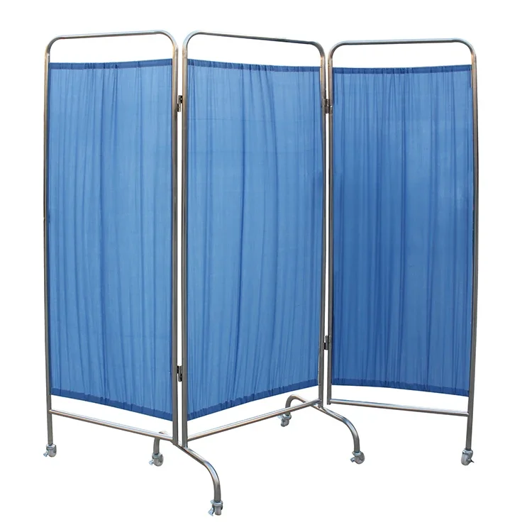 BWS3B Medical Bedside 3 Folded Medical Hospital Examination Bed Partition Screen Curtain