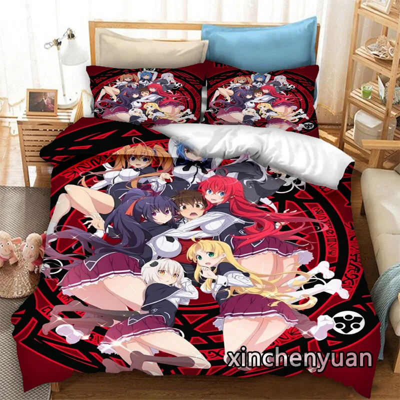 Imagem -02 - Phechion Anime High School Dxd 3d Impressão Conjunto de Cama Capas Edredon Fronhas um Pedaço Consolador Conjuntos Roupas Cama K252