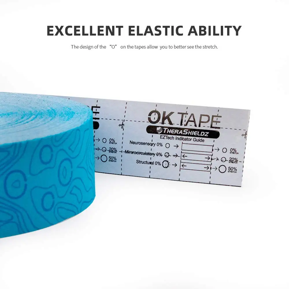 OK TAPE PRO Bulk Kinesiology Tape, Original Elastic Latex Free Kinesiology Therapeutic Tape, Free Cut Printed, Gym Relief Pain