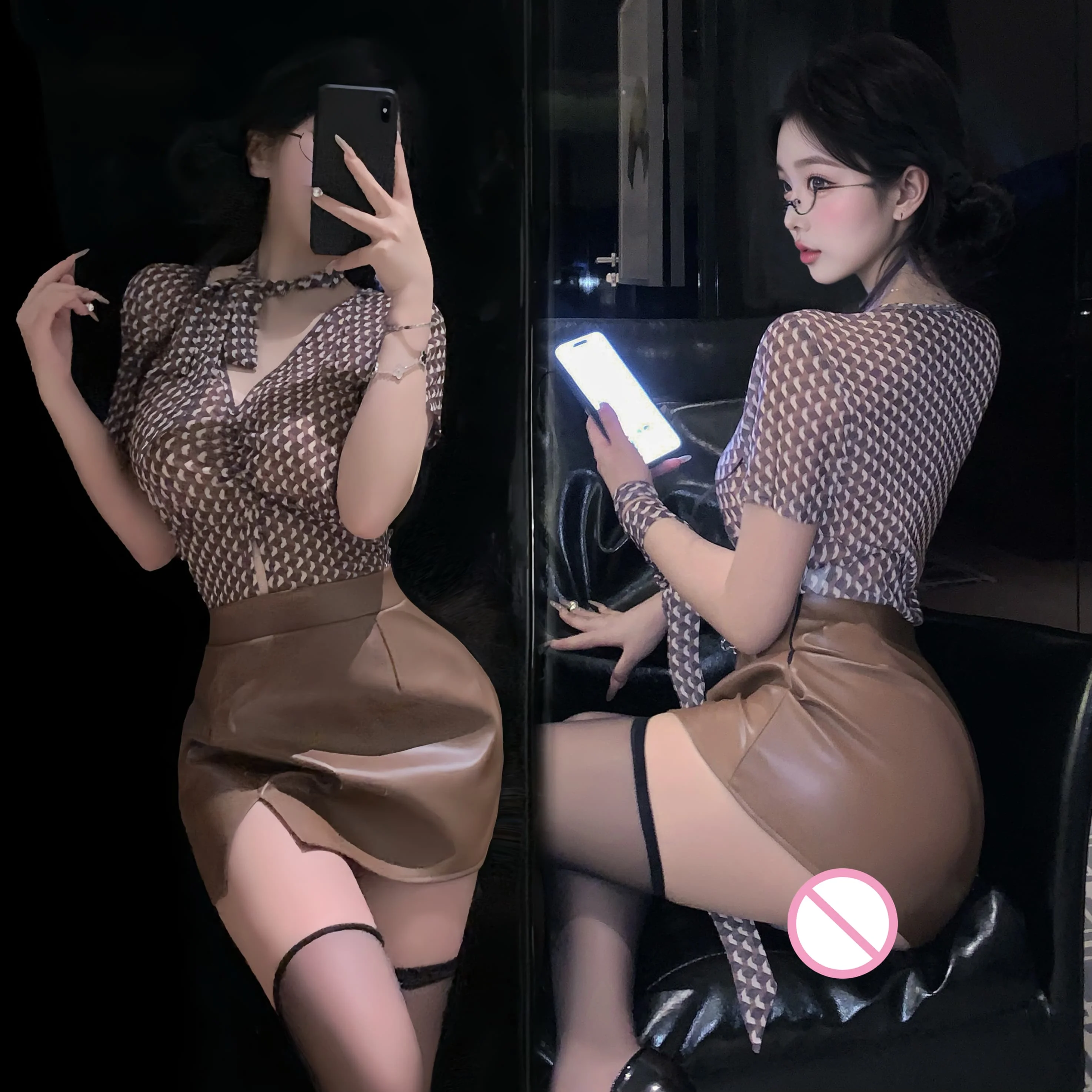 مثير مكتب سكرتيرة سيدة تأثيري ازياء المثيرة الملابس الداخلية منقوشة قميص الورك تنّورة ملفوفة المرأة لعب الأدوار موحدة فستان إغراء #2